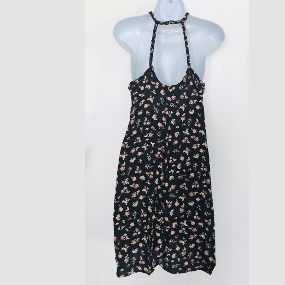 NWOT Mossimo Black Floral Halter Sun Dress XS - Picture 2 of 5